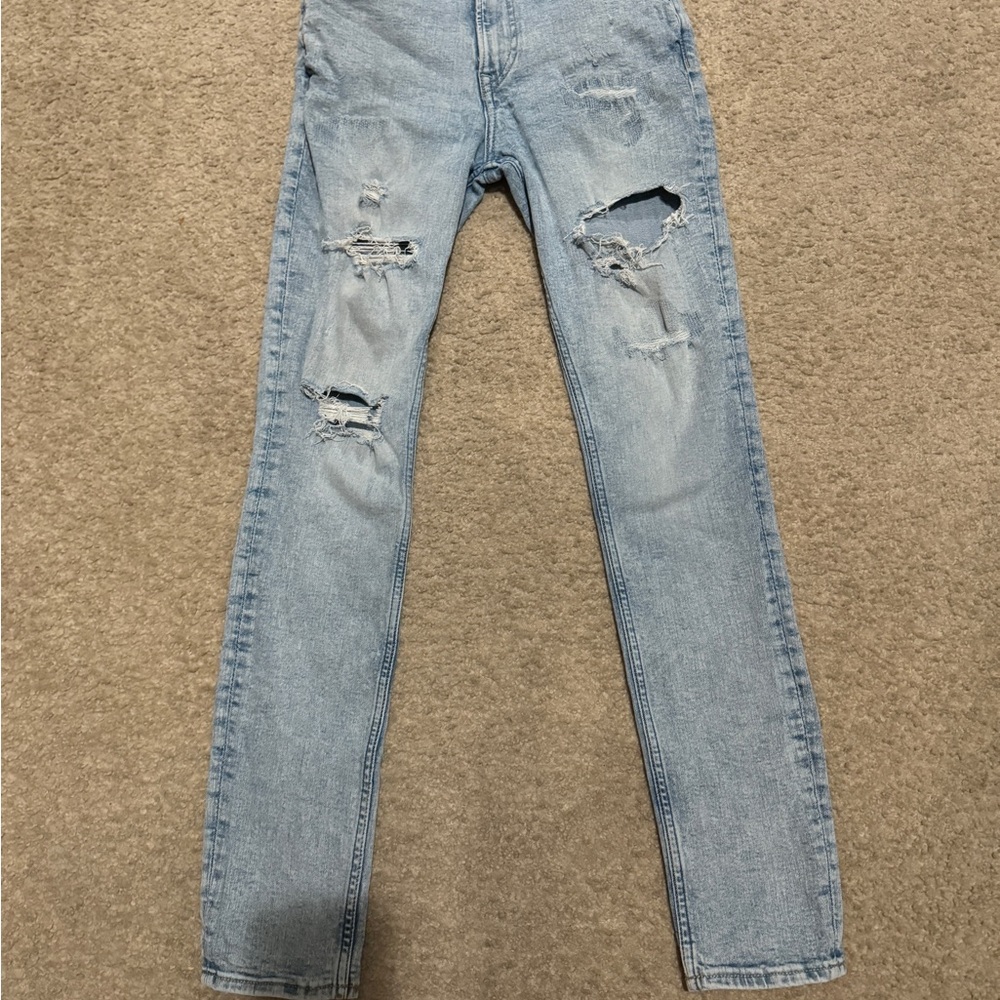 Men's Light Blue Distressed Jeans